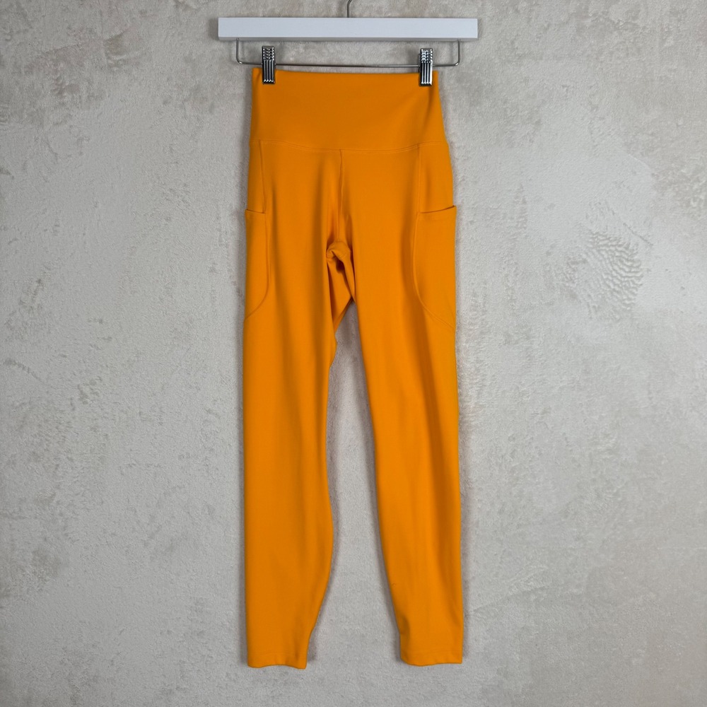 Nike One Dri-FIT Womens High Waisted Leggings Orange Pockets Small‎ Athleisure